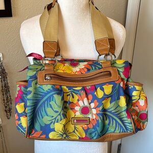 Big Lily Bloom Floral Canvas Tote Bag - Multicolor